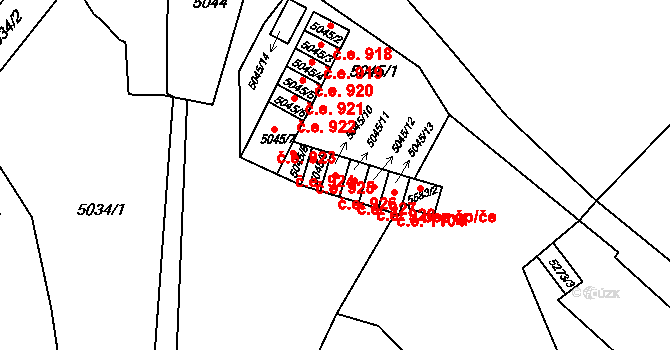 Znojmo 926 na parcele st. 5045/10 v KÚ Znojmo-město, Katastrální mapa