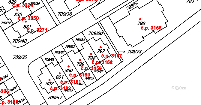 Šumperk 3157 na parcele st. 797 v KÚ Dolní Temenice, Katastrální mapa
