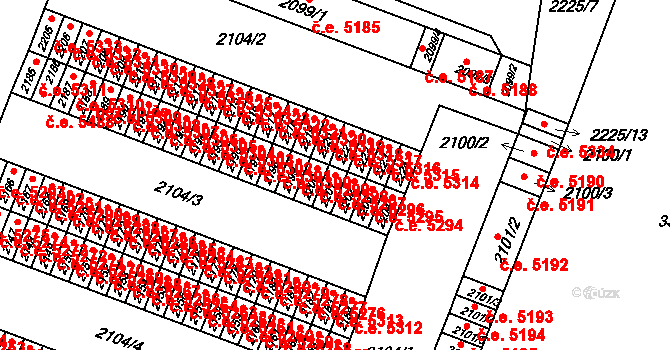 Kadaň 5297 na parcele st. 2201 v KÚ Kadaň, Katastrální mapa