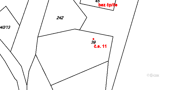 Lukoviště 11, Kolinec na parcele st. 39 v KÚ Lukoviště, Katastrální mapa