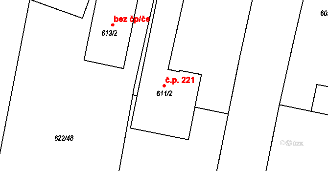 Děhylov 221 na parcele st. 611/2 v KÚ Děhylov, Katastrální mapa