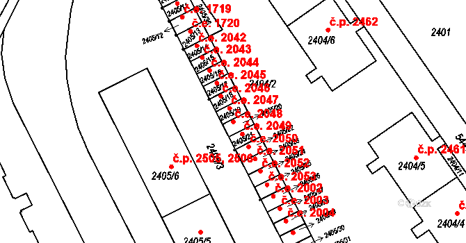 Znojmo 2048 na parcele st. 2405/20 v KÚ Znojmo-město, Katastrální mapa