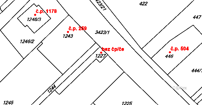 Orlová 38232618 na parcele st. 1227 v KÚ Poruba u Orlové, Katastrální mapa