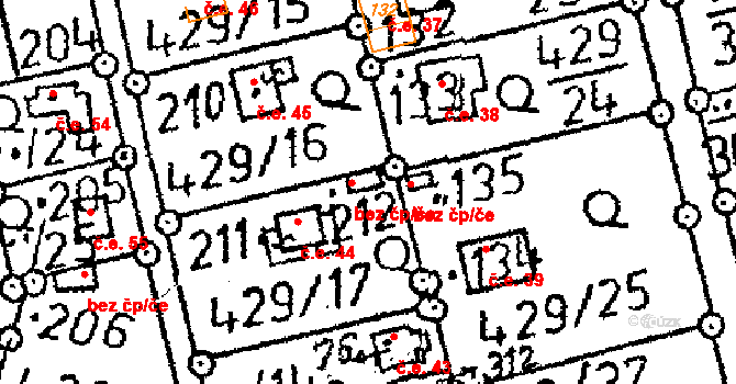 Černíny 38255618 na parcele st. 212 v KÚ Černíny, Katastrální mapa