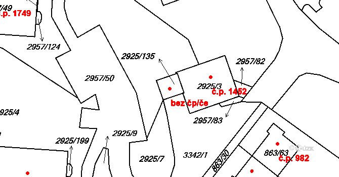 Pelhřimov 39262618 na parcele st. 2925/135 v KÚ Pelhřimov, Katastrální mapa