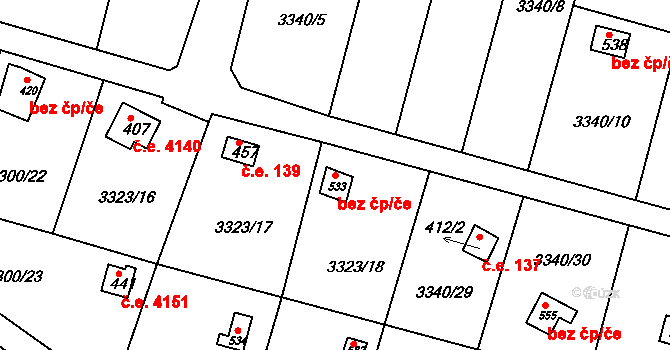 Moravská Třebová 41645618 na parcele st. 533 v KÚ Boršov u Moravské Třebové, Katastrální mapa