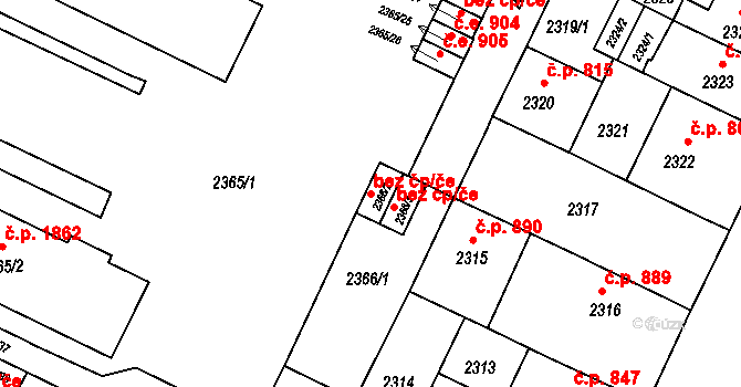 Litoměřice 43068618 na parcele st. 2366/2 v KÚ Litoměřice, Katastrální mapa