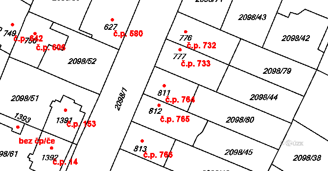 Kateřinky 764, Opava na parcele st. 811 v KÚ Kateřinky u Opavy, Katastrální mapa
