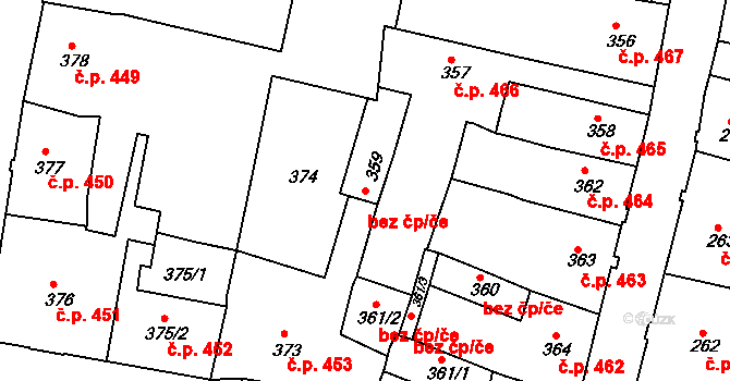 Česká Lípa 45898618 na parcele st. 359 v KÚ Česká Lípa, Katastrální mapa