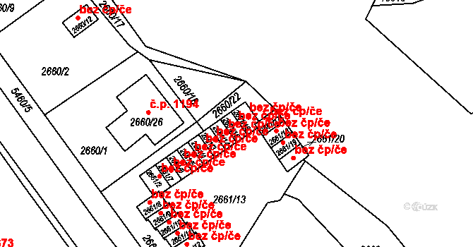 Plzeň 46361618 na parcele st. 2661/15 v KÚ Plzeň, Katastrální mapa