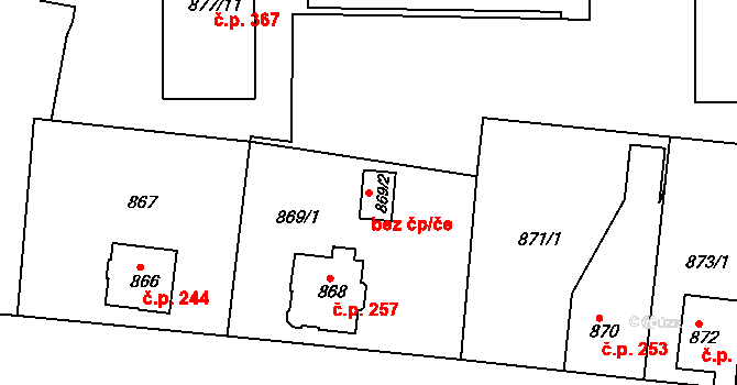 Děčín 47246618 na parcele st. 869/2 v KÚ Boletice nad Labem, Katastrální mapa