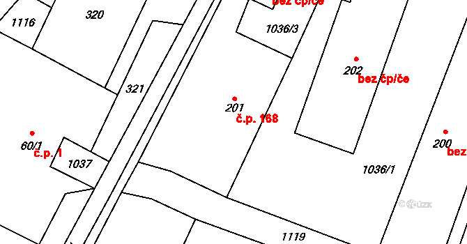 Bohdíkov 168 na parcele st. 201 v KÚ Dolní Bohdíkov, Katastrální mapa