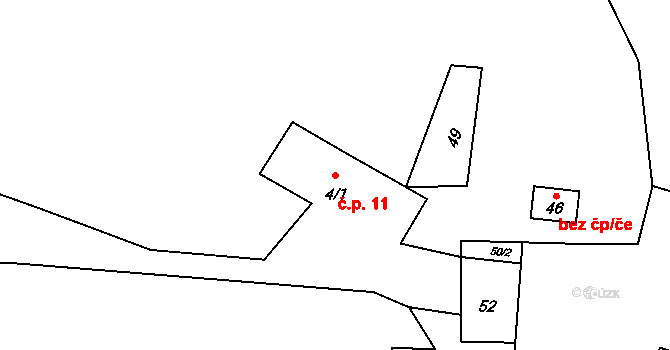 Lahovice 11, Libčeves na parcele st. 4/1 v KÚ Lahovice u Libčevsi, Katastrální mapa