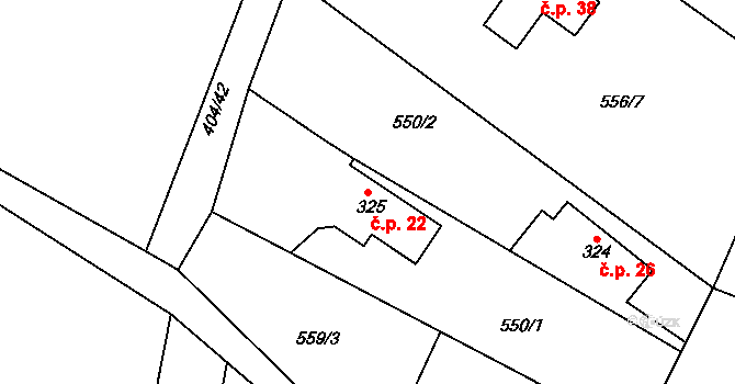 Vilémovec 22, Lipnice nad Sázavou na parcele st. 325 v KÚ Lipnice nad Sázavou, Katastrální mapa