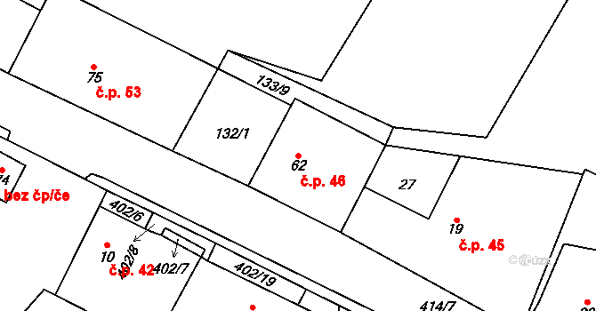 Maleč 46 na parcele st. 62 v KÚ Maleč u Chotěboře, Katastrální mapa