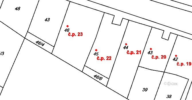 Prokopov 22 na parcele st. 45 v KÚ Prokopov, Katastrální mapa