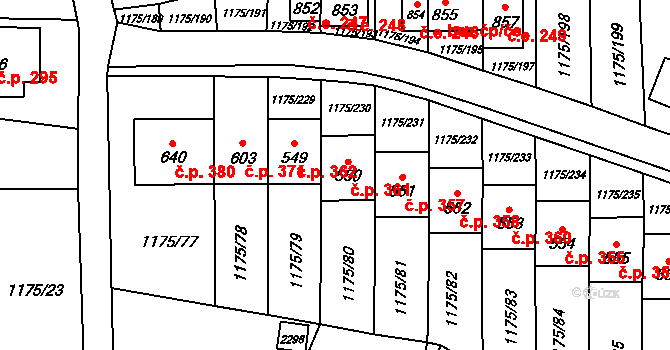 Vranov nad Dyjí 361 na parcele st. 550 v KÚ Vranov nad Dyjí, Katastrální mapa