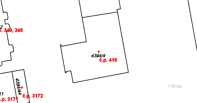 Přerov I-Město 416, Přerov na parcele st. 4394/4 v KÚ Přerov, Katastrální mapa