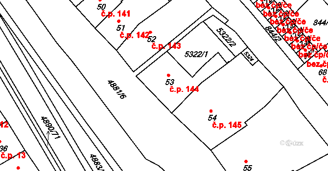 Jáchymov 144 na parcele st. 53 v KÚ Jáchymov, Katastrální mapa