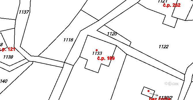 Desná III 189, Desná na parcele st. 1133 v KÚ Desná III, Katastrální mapa