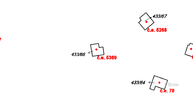 Jihlava 5369 na parcele st. 433/66 v KÚ Bedřichov u Jihlavy, Katastrální mapa