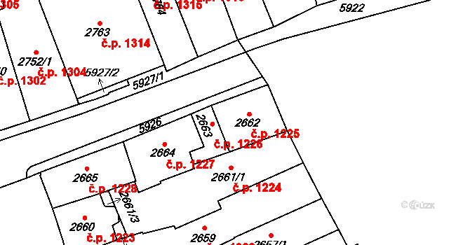Jihlava 1225 na parcele st. 2662 v KÚ Jihlava, Katastrální mapa