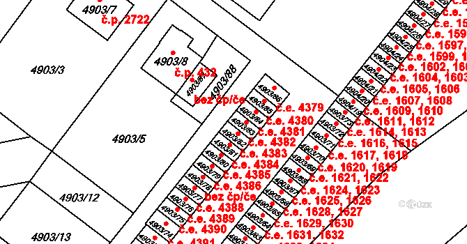 Jihlava 4382 na parcele st. 4903/83 v KÚ Jihlava, Katastrální mapa