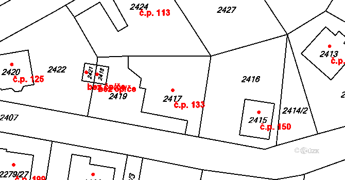 Staré Splavy 133, Doksy na parcele st. 2417 v KÚ Doksy u Máchova jezera, Katastrální mapa