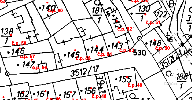 Cvikov I 54, Cvikov na parcele st. 144 v KÚ Cvikov, Katastrální mapa