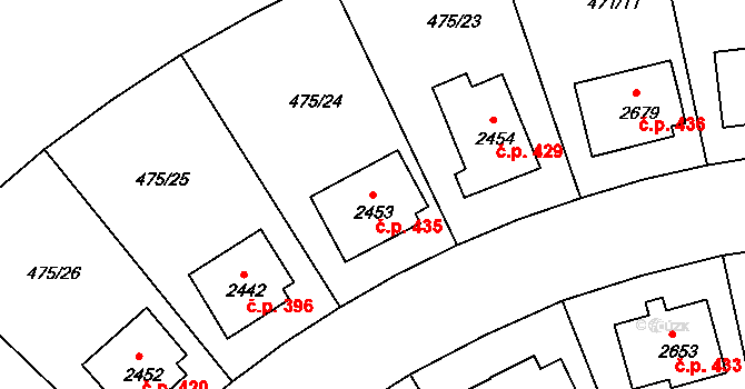 Holínské Předměstí 435, Jičín na parcele st. 2453 v KÚ Jičín, Katastrální mapa