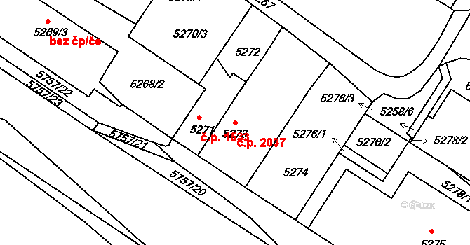 Tábor 2037 na parcele st. 5273 v KÚ Tábor, Katastrální mapa