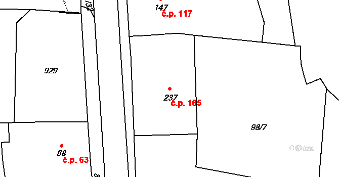 Luby 165, Klatovy na parcele st. 237 v KÚ Luby, Katastrální mapa