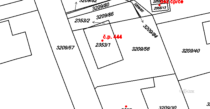 Klatovy IV 444, Klatovy na parcele st. 2353/1 v KÚ Klatovy, Katastrální mapa