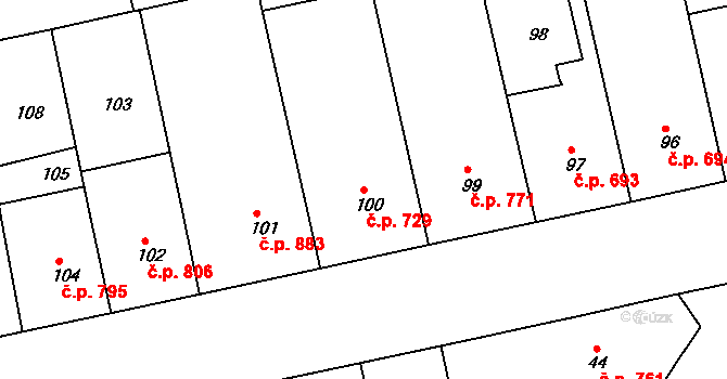 Žižkov 729, Praha na parcele st. 100 v KÚ Žižkov, Katastrální mapa