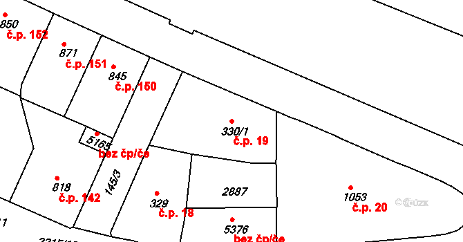 Dolní Předměstí 19, Trutnov na parcele st. 330/1 v KÚ Trutnov, Katastrální mapa