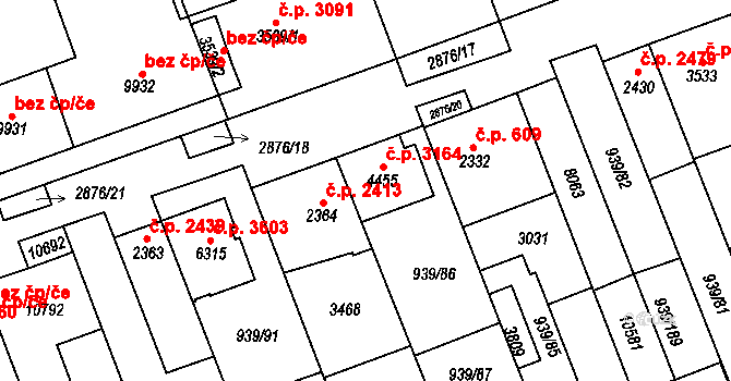 Hodonín 3164 na parcele st. 4455 v KÚ Hodonín, Katastrální mapa