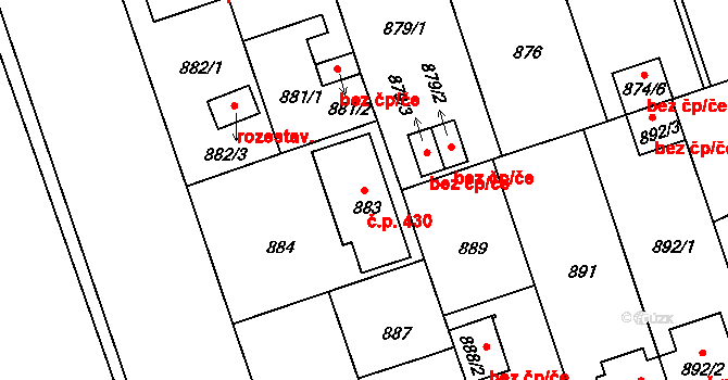 České Budějovice 2 430, České Budějovice na parcele st. 883 v KÚ České Budějovice 2, Katastrální mapa