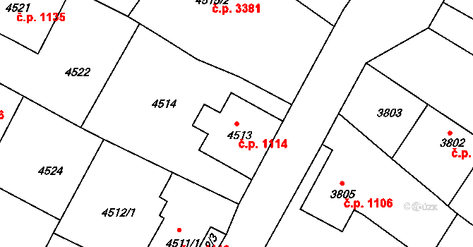Česká Lípa 1114 na parcele st. 4513 v KÚ Česká Lípa, Katastrální mapa