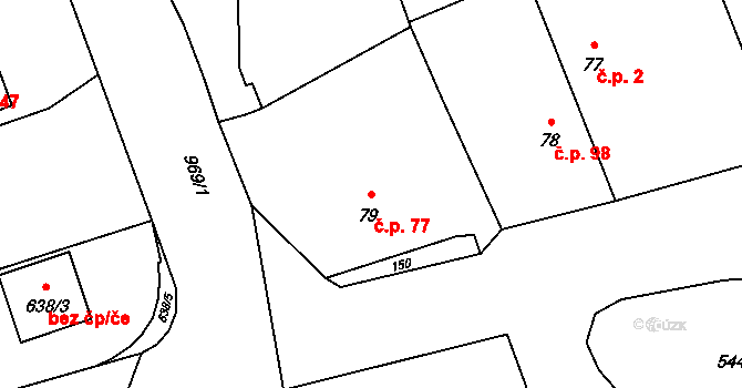 Komárov 77, Opava na parcele st. 79 v KÚ Komárov u Opavy, Katastrální mapa