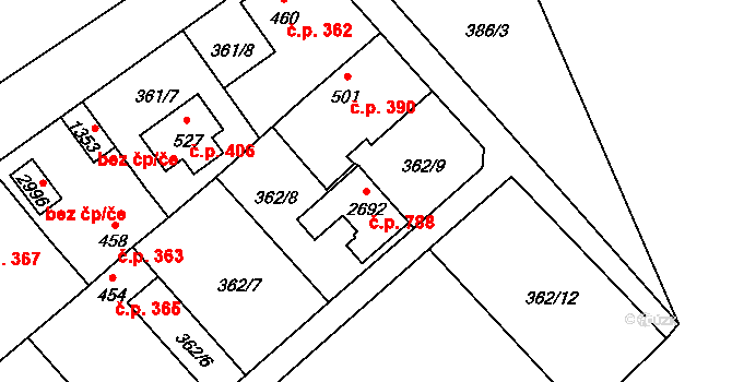 Úšovice 788, Mariánské Lázně na parcele st. 2692 v KÚ Úšovice, Katastrální mapa