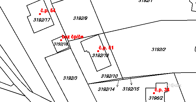 Pelechov 51, Železný Brod na parcele st. 3192/16 v KÚ Železný Brod, Katastrální mapa