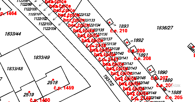 Uničov 2141 na parcele st. 1122/138 v KÚ Uničov, Katastrální mapa