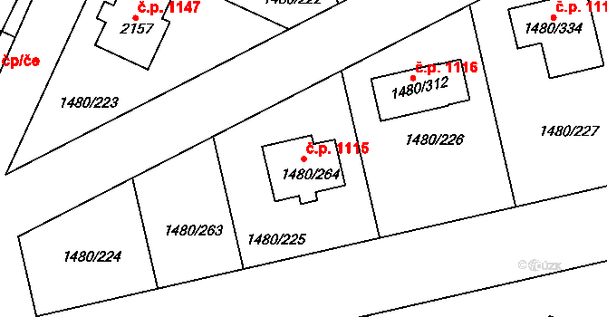Bechyně 1115 na parcele st. 1480/264 v KÚ Bechyně, Katastrální mapa