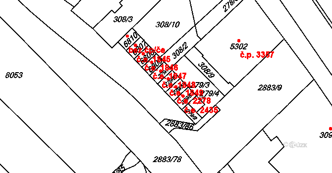 Hodonín 1849 na parcele st. 279/6 v KÚ Hodonín, Katastrální mapa