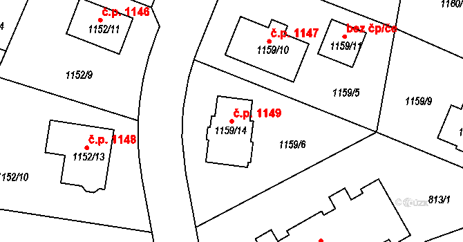 Jemnice 1149 na parcele st. 1159/14 v KÚ Jemnice, Katastrální mapa