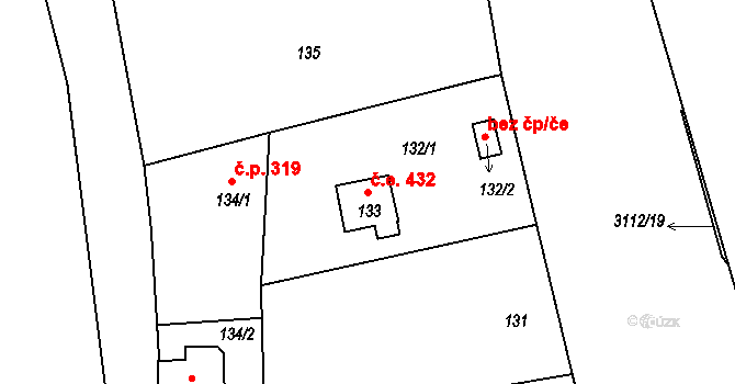 Planá nad Lužnicí 432 na parcele st. 133 v KÚ Planá nad Lužnicí, Katastrální mapa