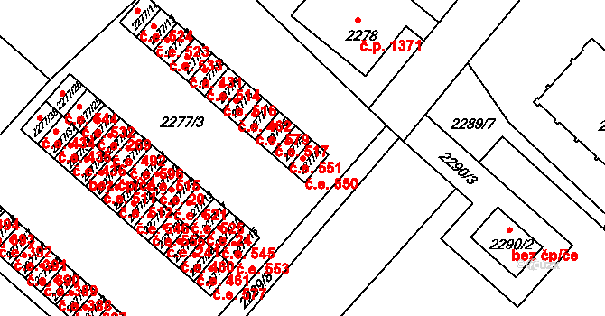 Rumburk 1 550, Rumburk na parcele st. 2277/4 v KÚ Rumburk, Katastrální mapa