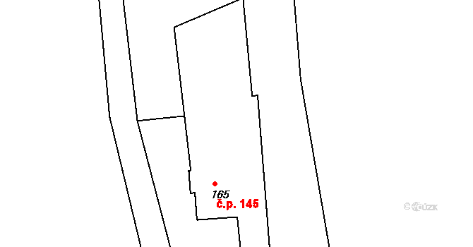 Hřensko 145 na parcele st. 165 v KÚ Hřensko, Katastrální mapa