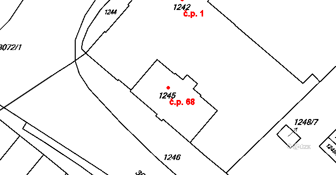 Svinov 68, Ostrava na parcele st. 1245 v KÚ Svinov, Katastrální mapa