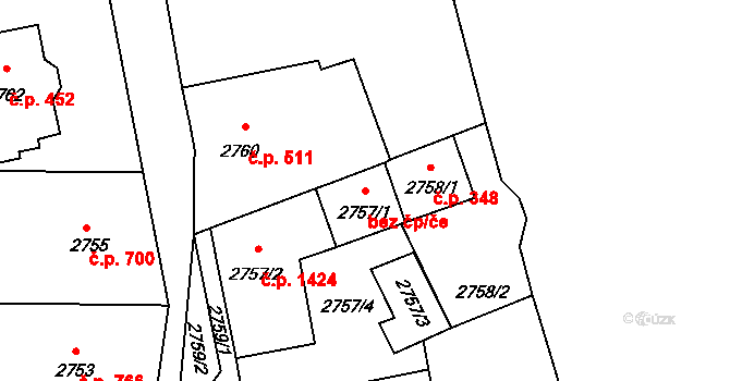 Valašské Meziříčí 39548619 na parcele st. 2757/1 v KÚ Valašské Meziříčí-město, Katastrální mapa